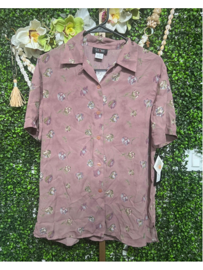 Vintage Stunt Liberty House Relaxed Lapel Collar Short Sleeve Floral Button Up S